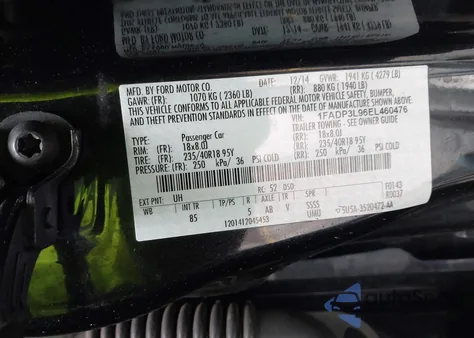 2014 Ford Focus St from USA, damaged, VIN 1FADP3L96EL460476